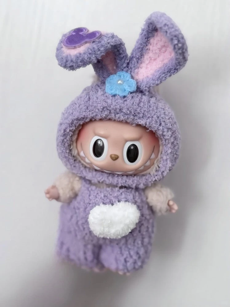 Labubu Bunny Hoodie Set - Purple With Pink Ears & Fluffy Tail (17cm) 1 Labubu Bunny Hoodie Set - Purple With Pink Ears & Fluffy Tail (17cm)