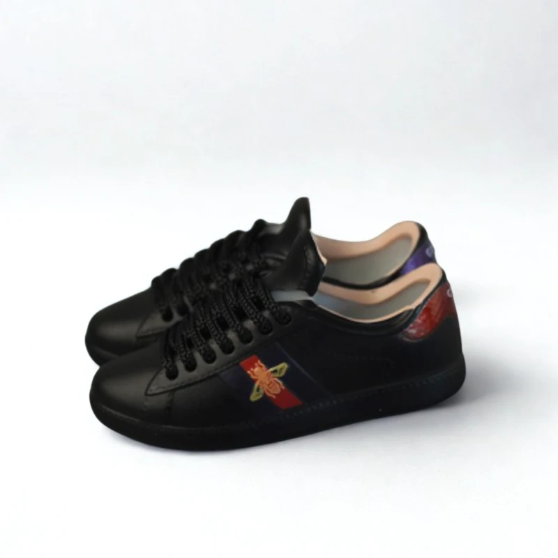 Labubu Designer GG Miniature Sneakers - Black With Blue-Red Stripe 1 Labubu Designer GG Miniature Sneakers - Black With Blue-Red Stripe