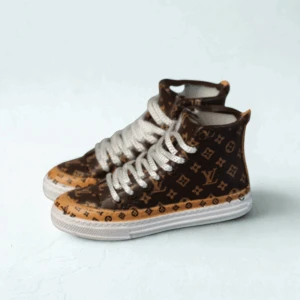 Labubu L.V. Inspired High Miniature Sneakers - Classic Brown