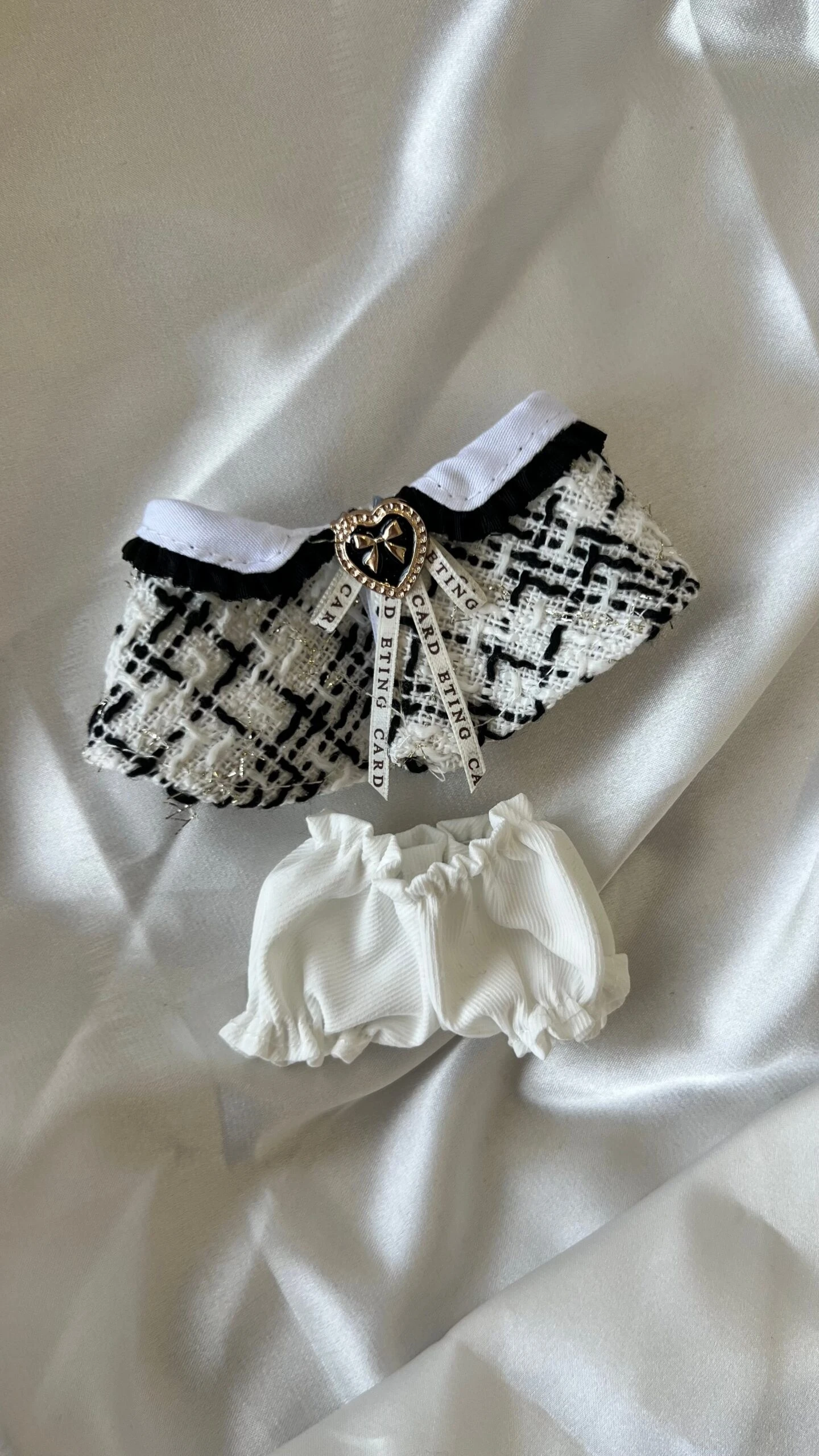 Labubu Classic Tweed Costume Set - Black And White With Matching Beret 2 Labubu Classic Tweed Costume Set - Black And White With Matching Beret - Image 2