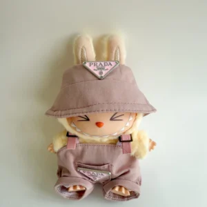 Labubu Pink Designer Bucket Hat & Overalls Set - Prada Inspired