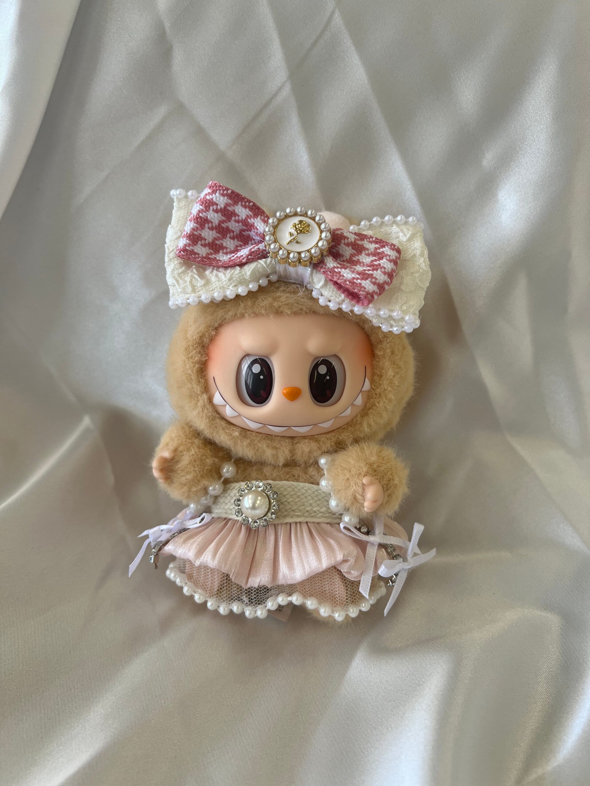 Labubu Elegant Pearl Tutu Set With Bow Headband 1 Labubu Elegant Pearl Tutu Set With Bow Headband