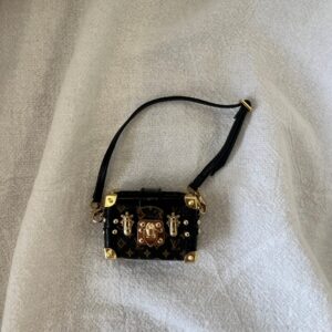 Labubu Mini Trunk Crossbody Bag - Dark Monogram With Gold Hardware