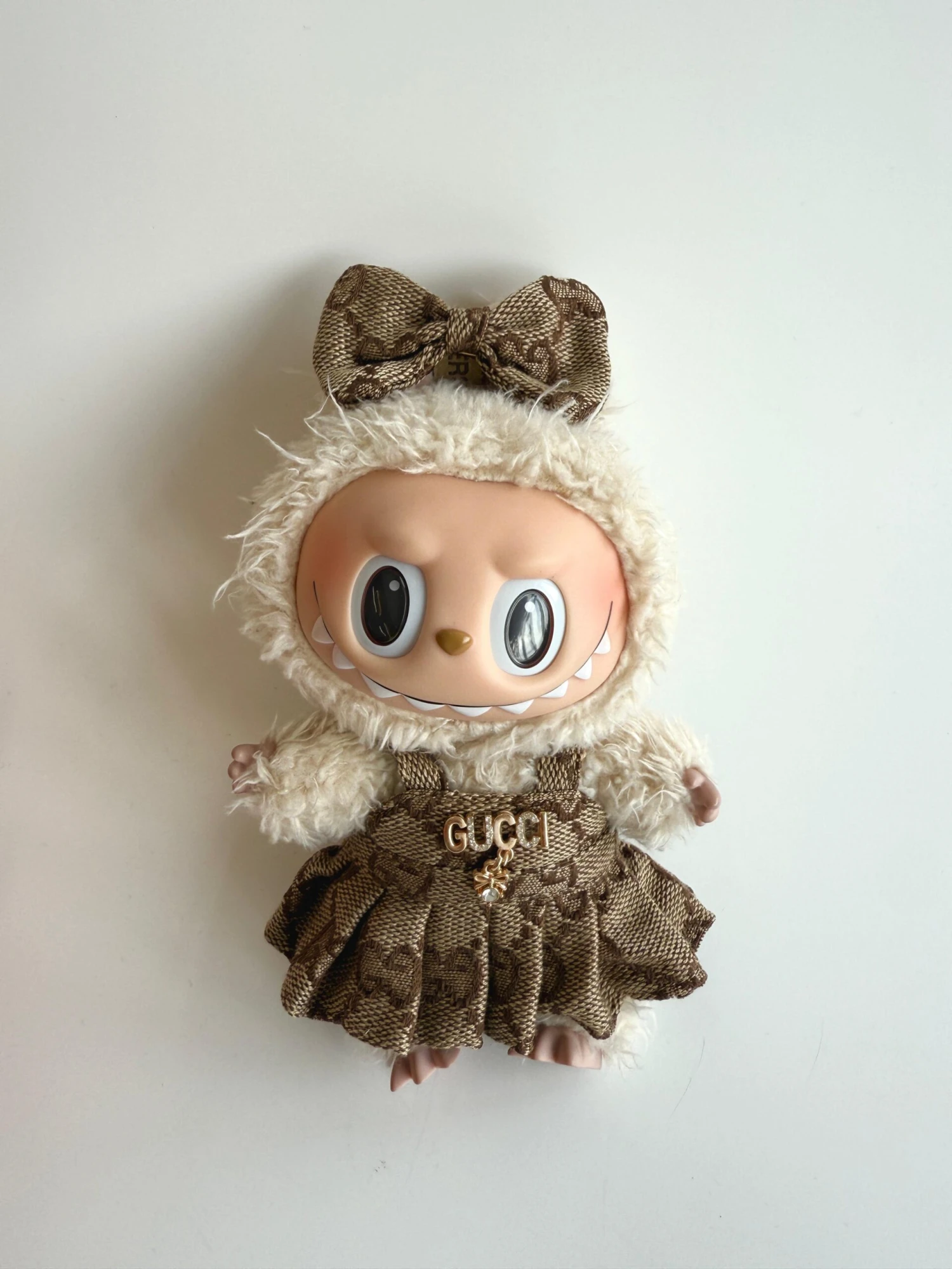 Labubu GG Inspired Monogram Dress Set With Matching Bow 1 Labubu GG Inspired Monogram Dress Set With Matching Bow