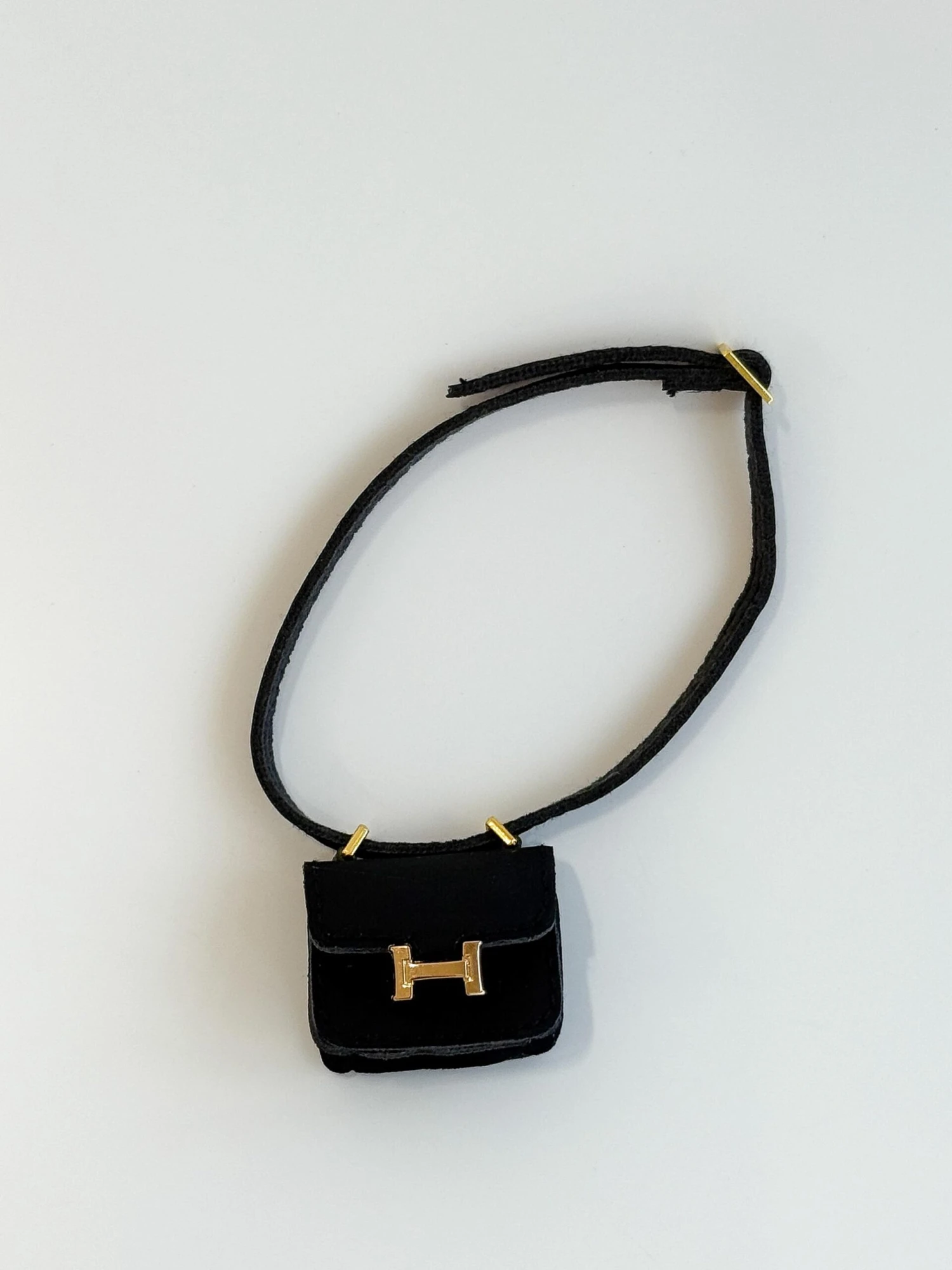 Labubu Mini Micro H Flap Crossbody - Black With Gold Accent 1 Labubu Mini Micro H Flap Crossbody - Black With Gold Accent