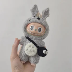 Labubu Forest Guardian Costume Set - Gray Hoodie With Fluffy Tail (17cm)