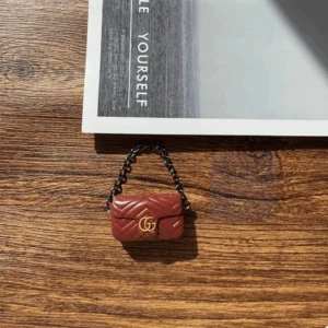 Labubu Mini Quilted Handbag - Red With Gold Accent