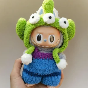 Labubu Cosmic Alien Costume Set - Blue Overalls With Monster Hood (17cm)