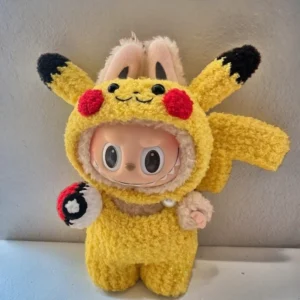Labubu Pikachu Costume Set - Yellow Electric Character Outfit (17cm)
