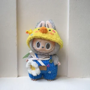 Labubu Adventure Outfit Set - Blue Costume & Yellow Hat (17cm)