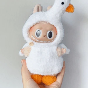 Labubu Duckling Hoodie Outfit Set - White Hooded Costume (17cm)