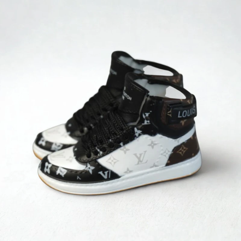 Labubu L.V. Inspired High-Top Miniature Sneakers - Monogram Mix 1 Labubu L.V. Inspired High-Top Miniature Sneakers - Monogram Mix