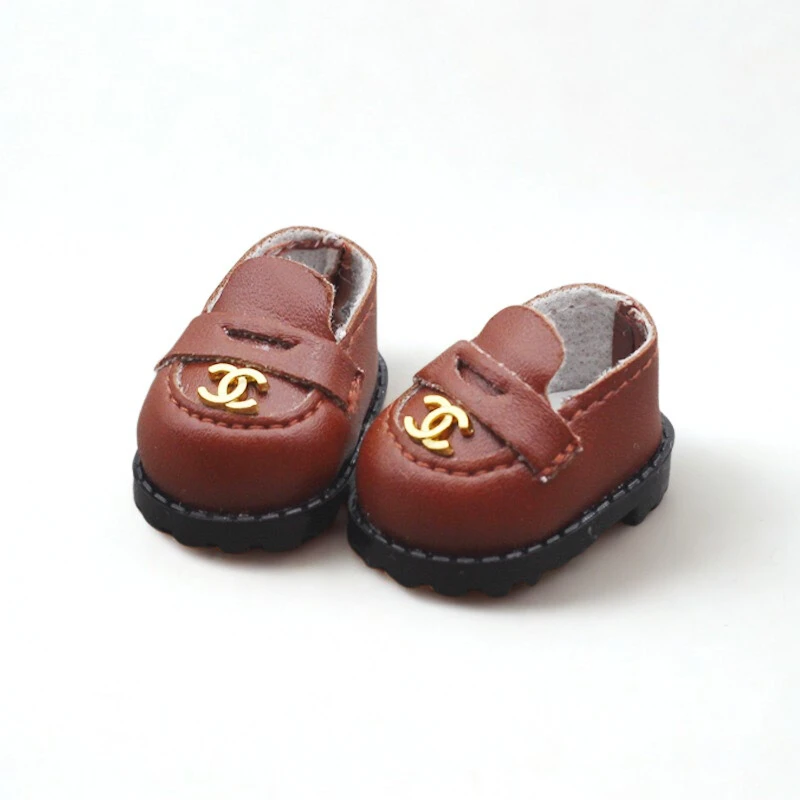 Labubu Designer Loafers - Brown With Gold Emblem 1 Labubu Designer Loafers - Brown With Gold Emblem