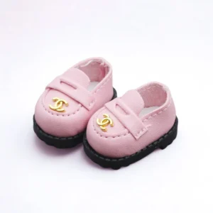 Labubu Designer Loafers - Pink With Gold Emblem