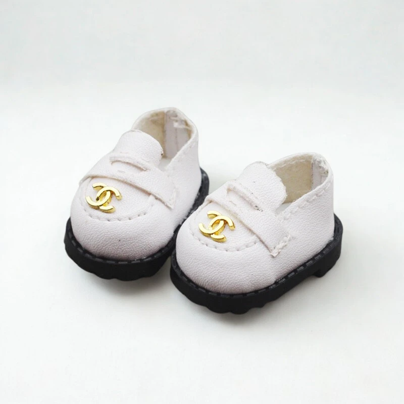 Labubu Designer Loafers - White With Gold Emblem 1 Labubu Designer Loafers - White With Gold Emblem