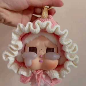 Crybaby Pink Bonnet Outfit - Crochet Hood With White Ruffle