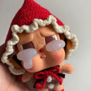 Crybaby Red Hood Outfit - Crochet Hat With White Ruffle Trim