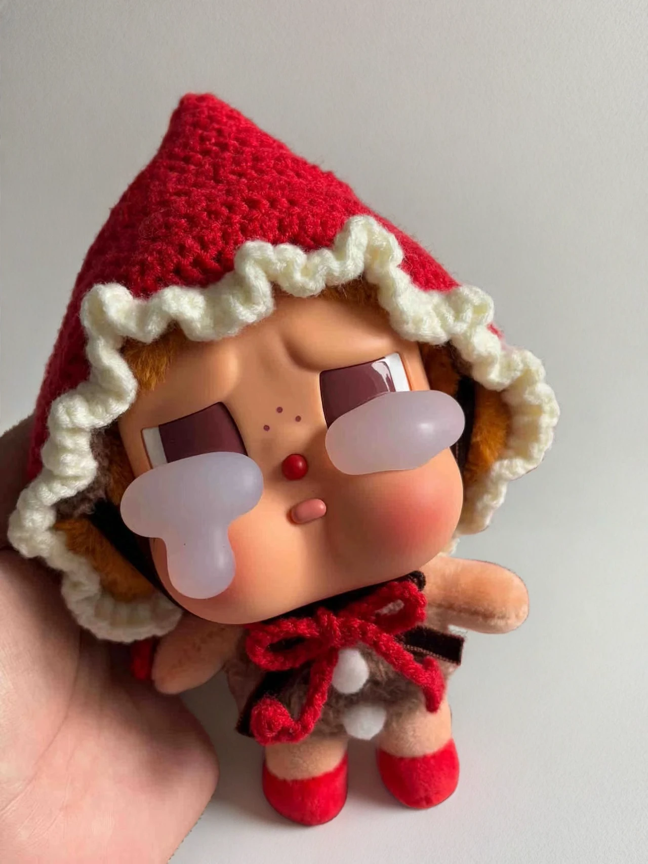 Crybaby Red Hood Outfit - Crochet Hat With White Ruffle Trim 1 Crybaby Red Hood Outfit - Crochet Hat With White Ruffle Trim